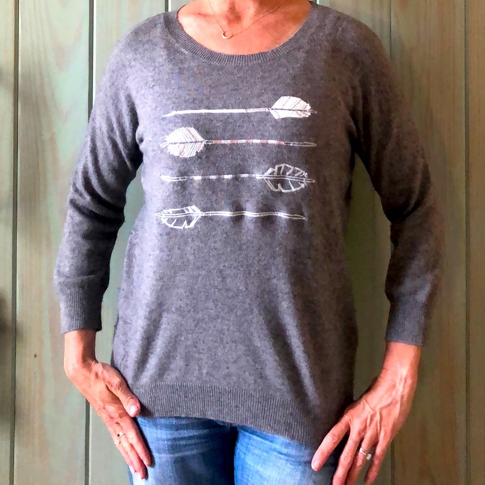 J. Crew embroidered crew neck sweater